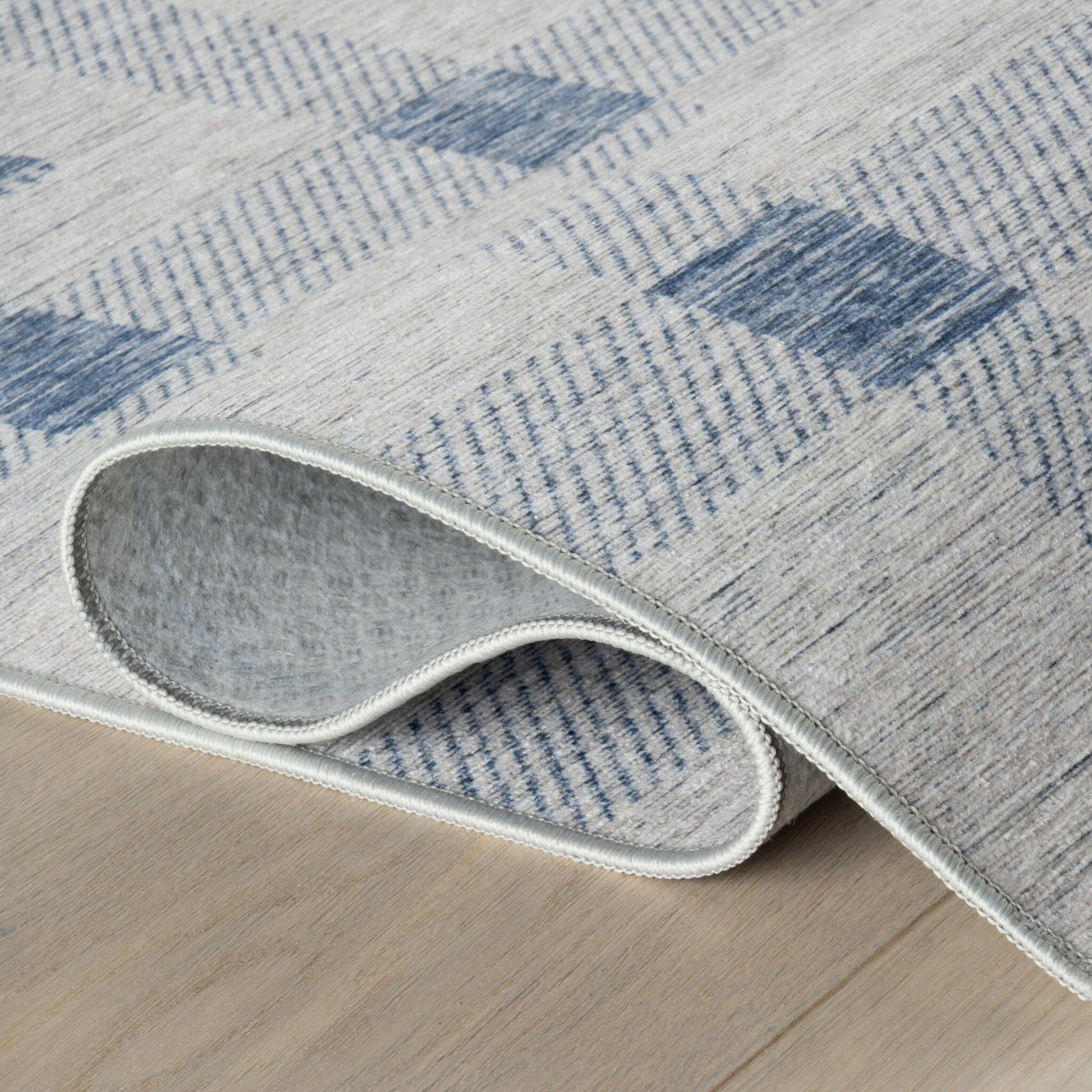 Valen Modern Plaid Machine Washable Rug - Blue Rugs 