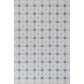 Valen Modern Plaid Machine Washable Rug - Blue Rugs 