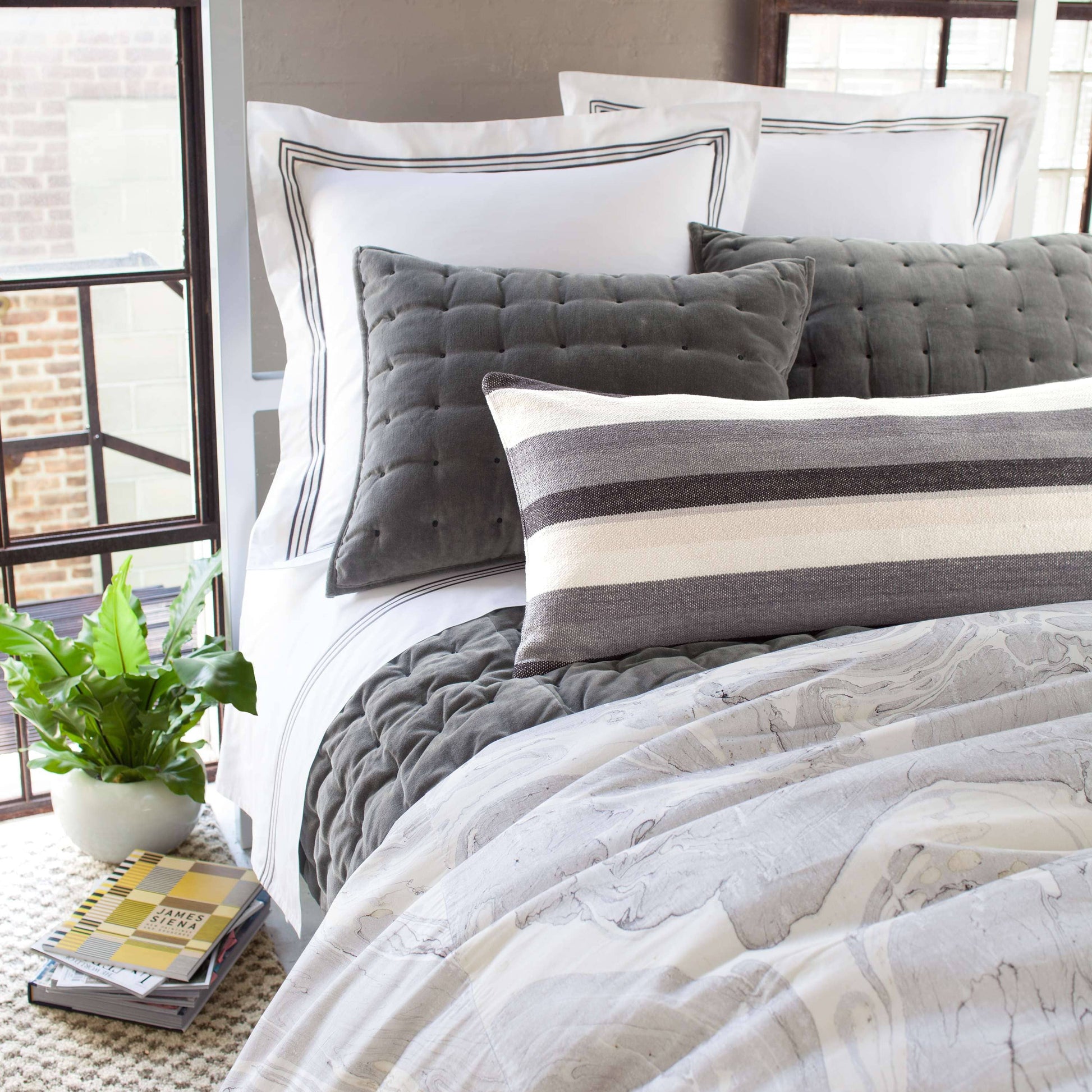 Vienna Velvet Shale Quilted Sham Shams & Pillowcases 