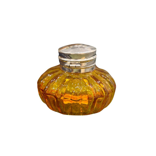 Vintage Amber Swirl Glass Inkwell & Lid Objects & Accents 