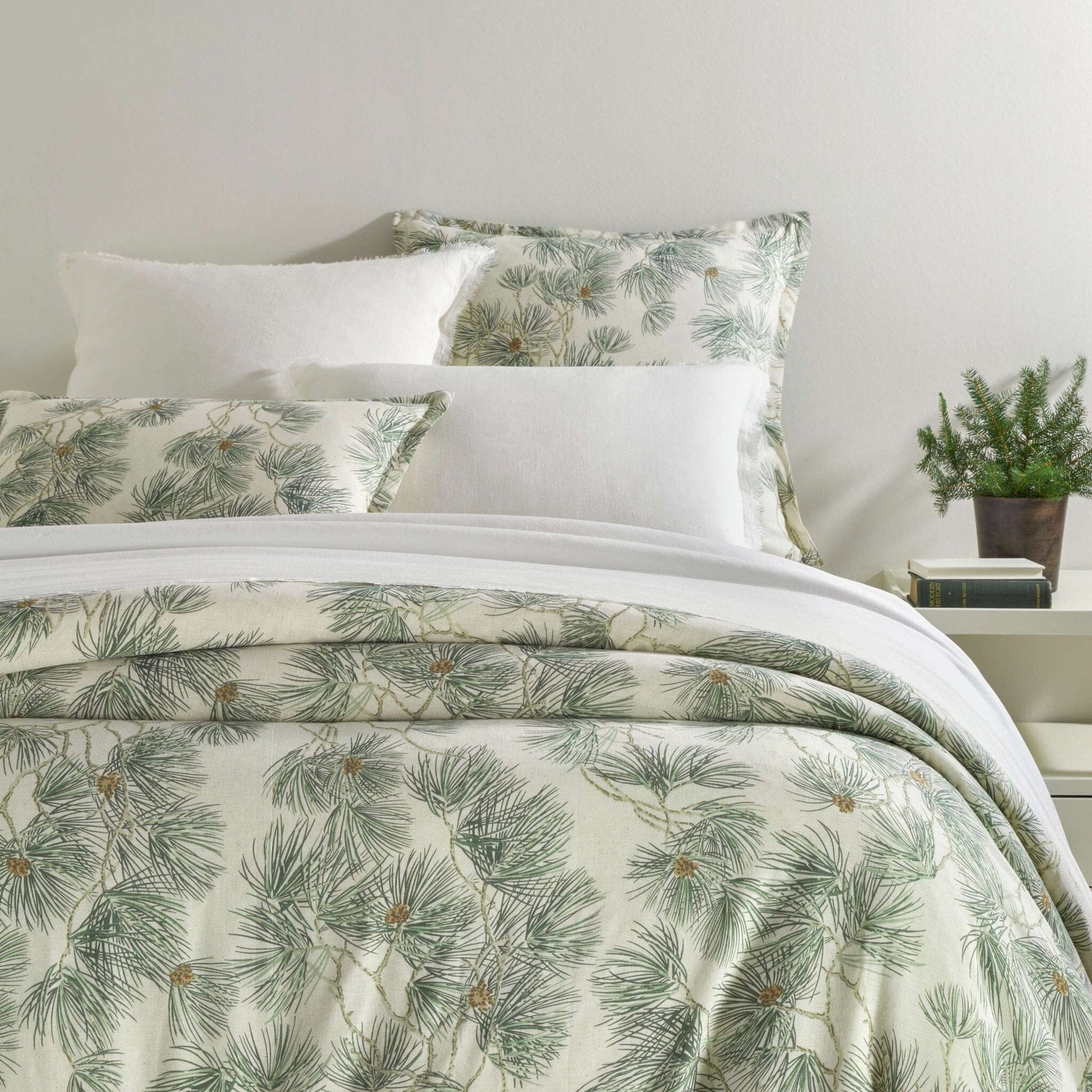 Vintage Pine Boughs Natural Duvet Cover Duvet Cover 