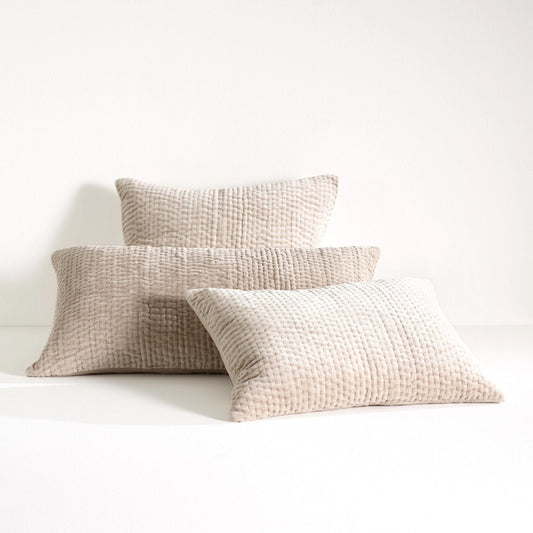 Viola Velvet Grey Quilted Sham Quilted Sham 