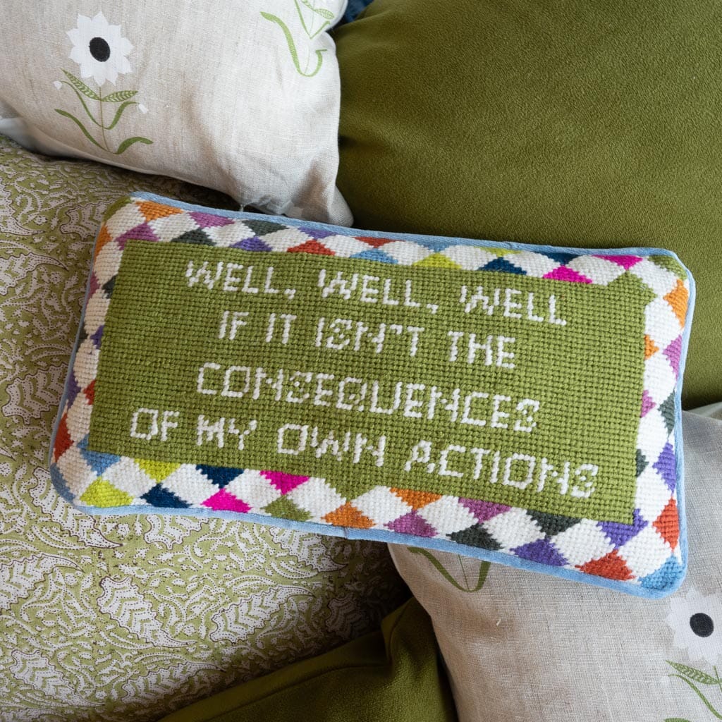 Well, Well, Well Needlepoint Pillow Pillows 