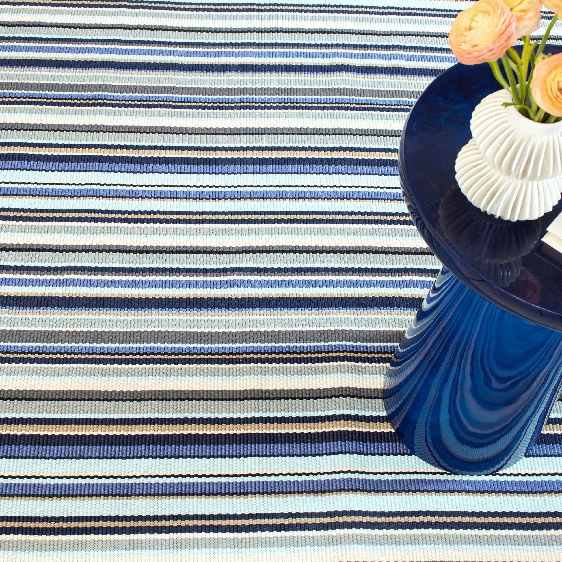 Westbrook Stripe Blue Handwoven Indoor/Outdoor Rug RUGS 