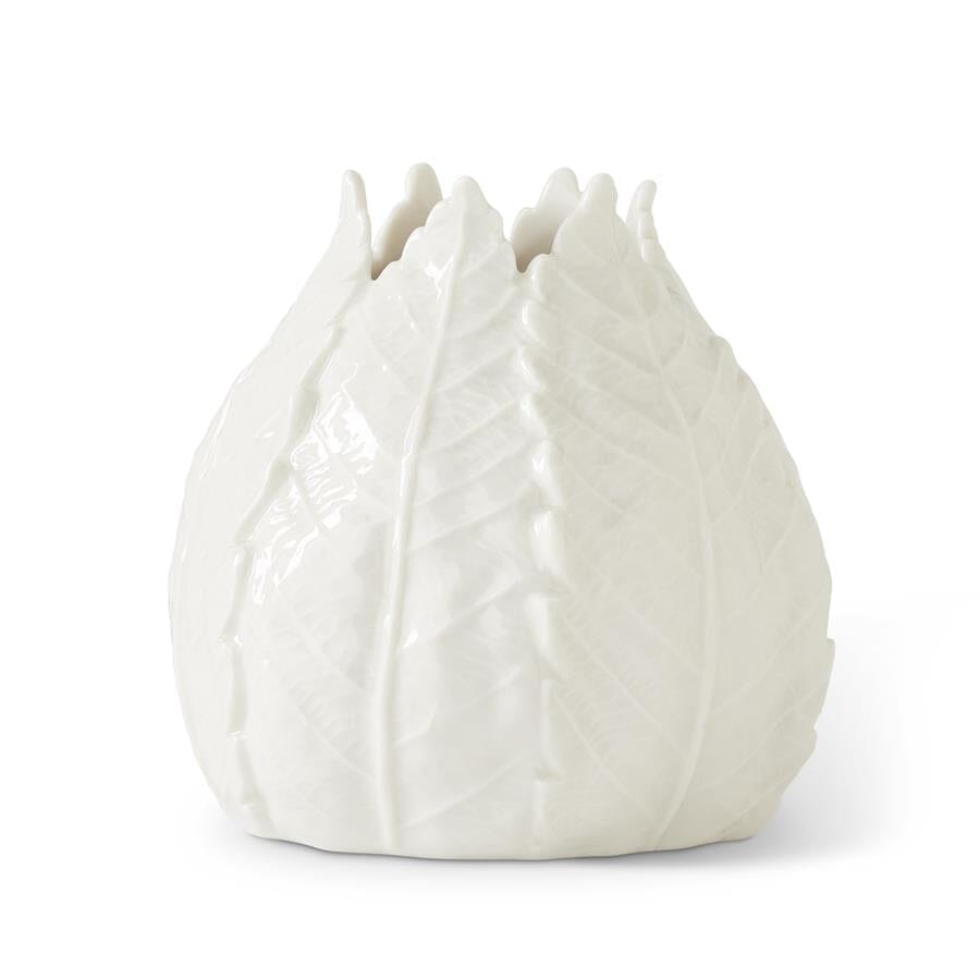 White Ceramic Leaf Vase 5" Vases, Planters & Jars 