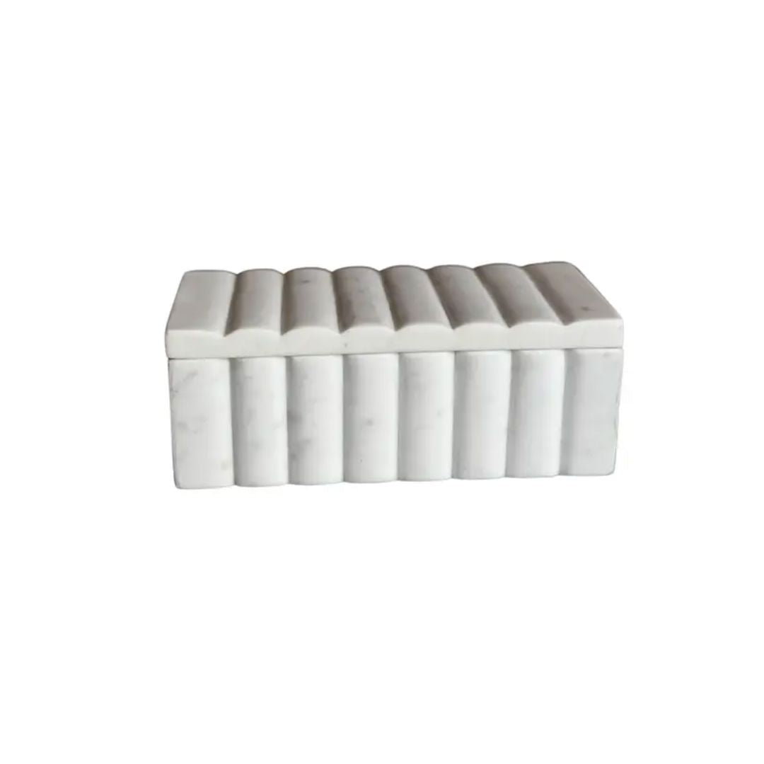 White Marble Fluted Box Objects & Accents 