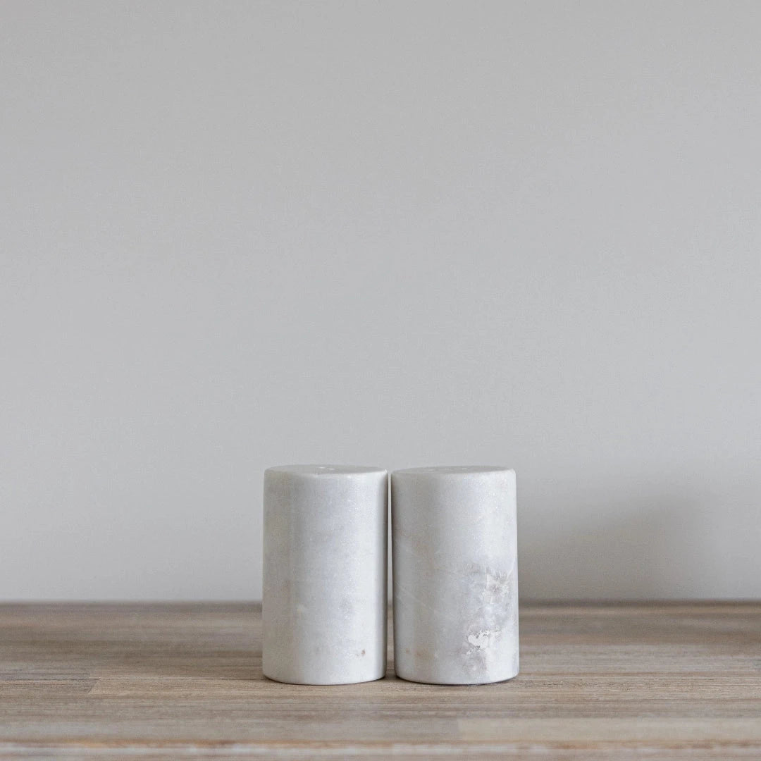 White Marble Salt & Pepper Shakers Kitchen 