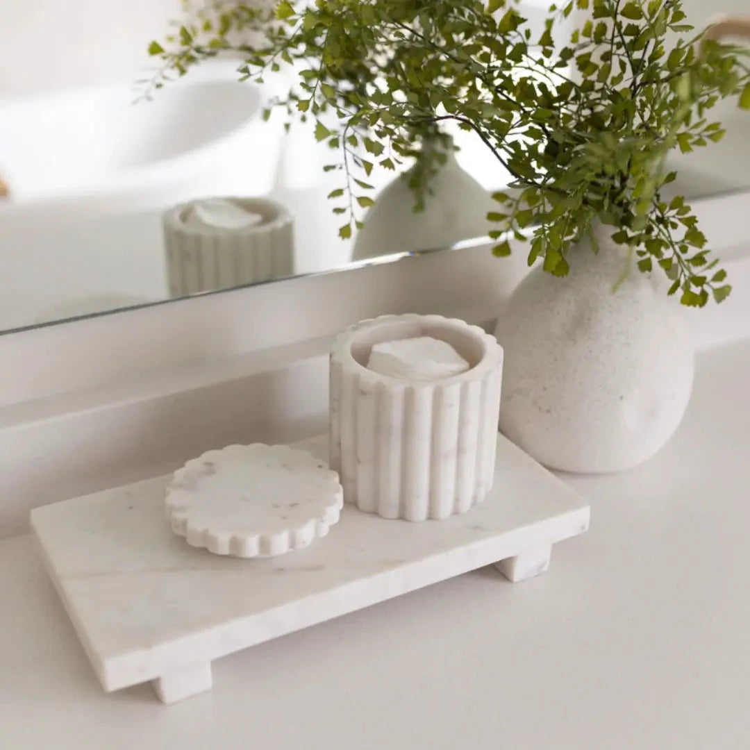 White Marble Trivet Riser Objects & Accents 