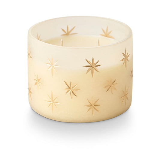 Winter White Frosted Star Glass Candle Candles & Home Fragrance 