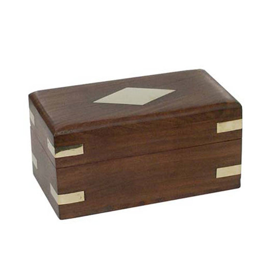 Wood Box with Brass Diamond Inlay Home Accents 
