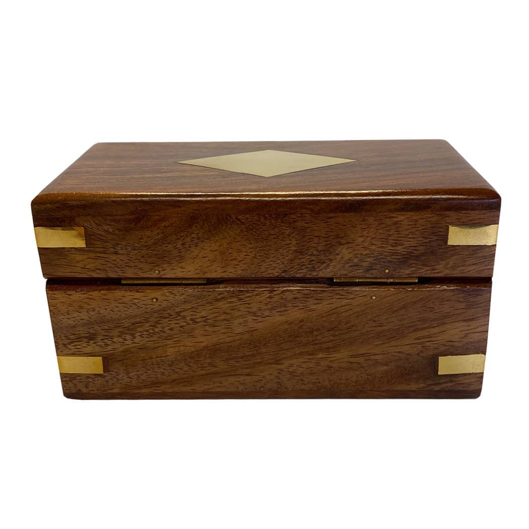 Wood Box with Brass Diamond Inlay Home Accents 