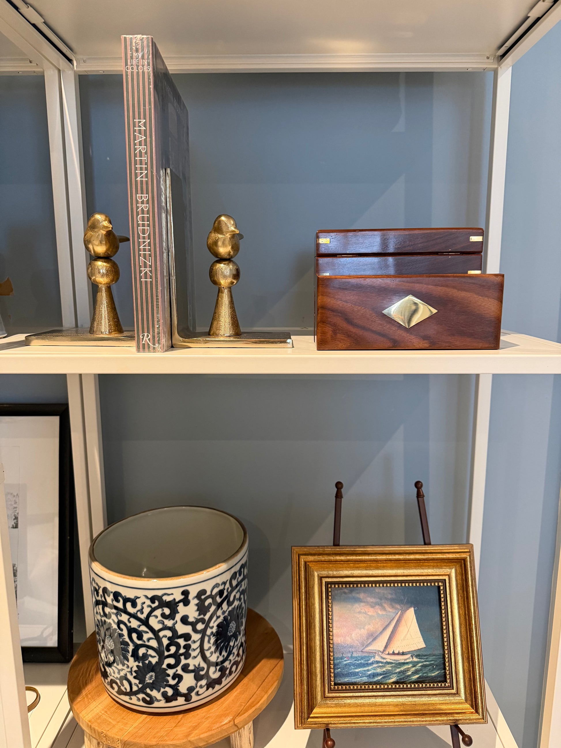 Wood Box with Brass Diamond Inlay - Medium Home Accents 