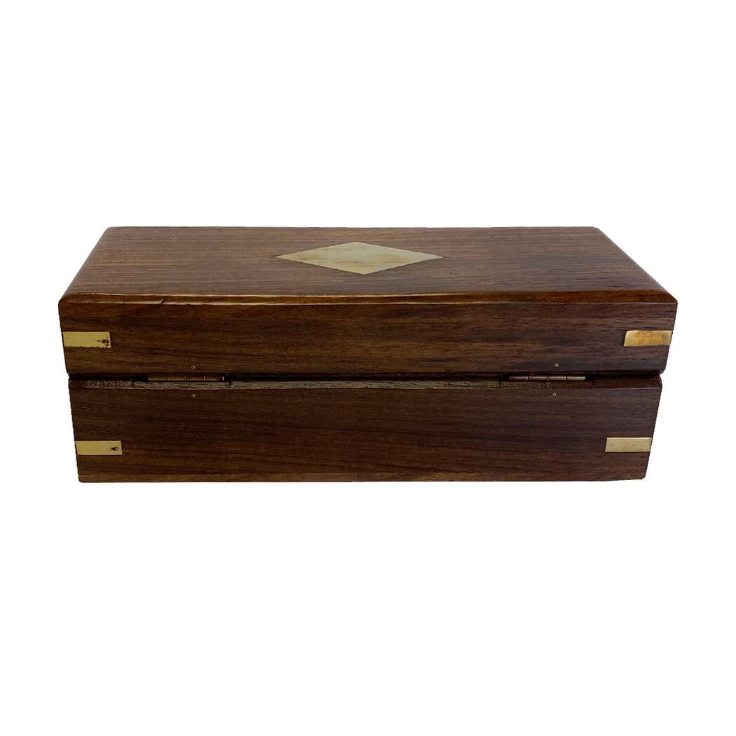 Wood Box with Brass Diamond Inlay | Tabletop decor Home Accents 