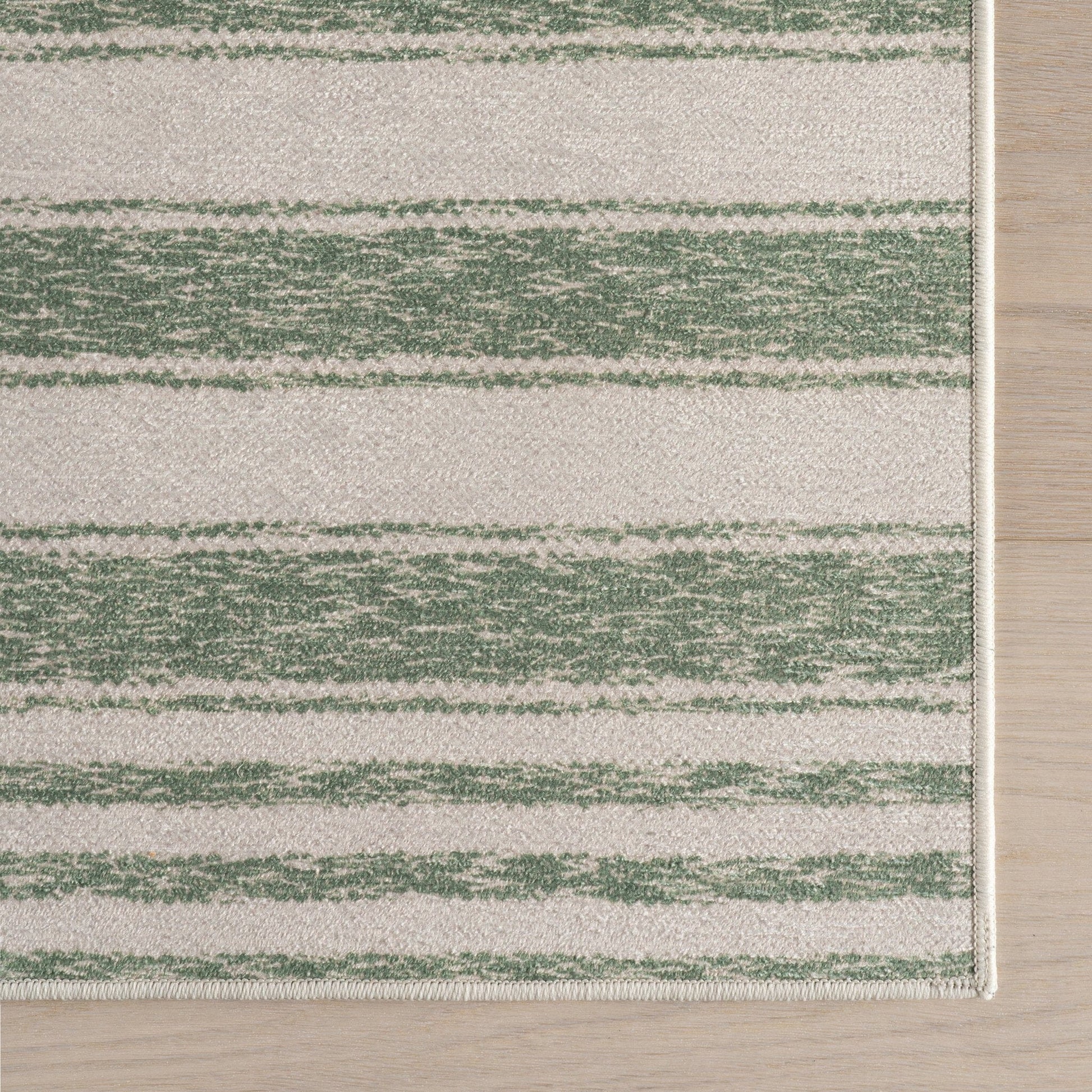 Xaren Coastal Striped Machine Washable Rug - Green Rugs 