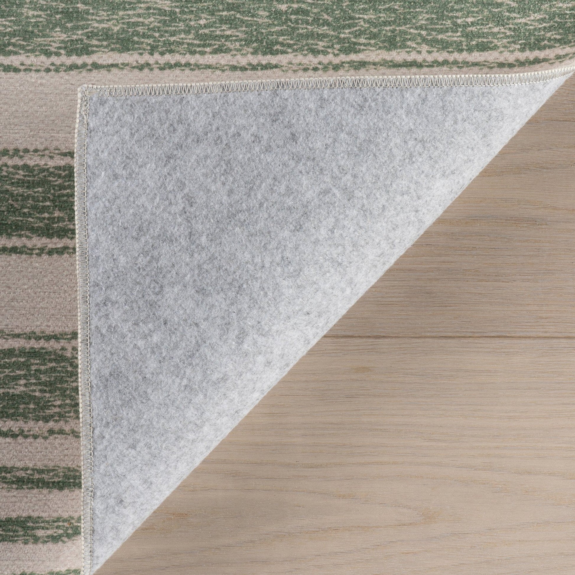 Xaren Coastal Striped Machine Washable Rug - Green Rugs 