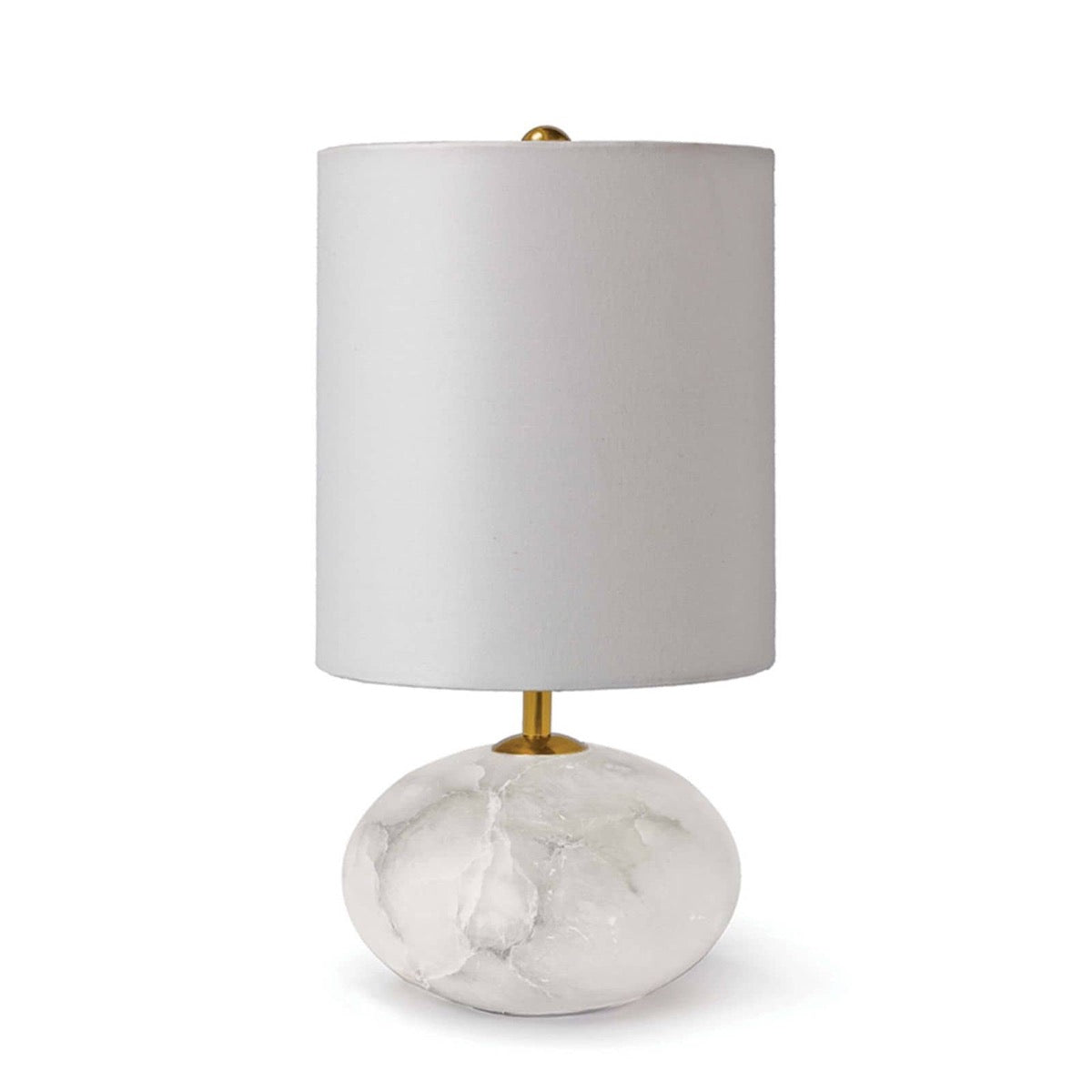 Alabaster Petite Orb Lamp. Front view.