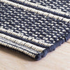 Archer Navy Woven Cotton Rug corner detail. Close-up detail view. 