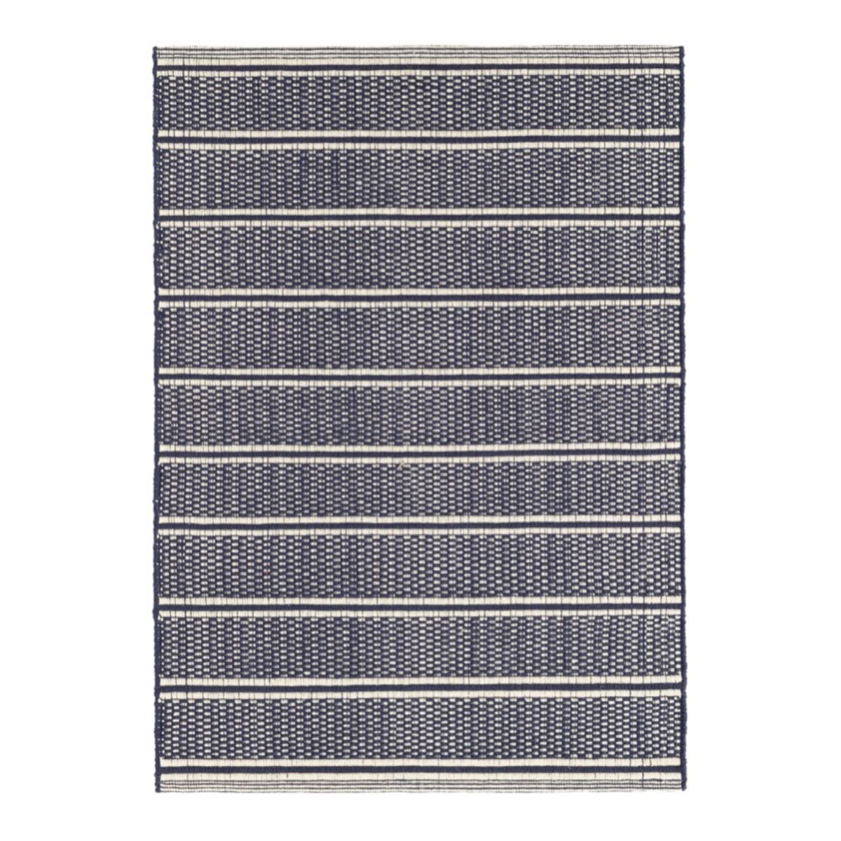Archer Navy Woven Cotton Rug. Top view.
