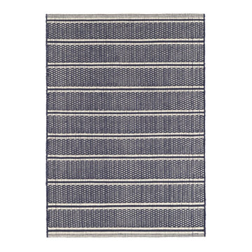 Archer Navy Woven Cotton Rug. Top view.