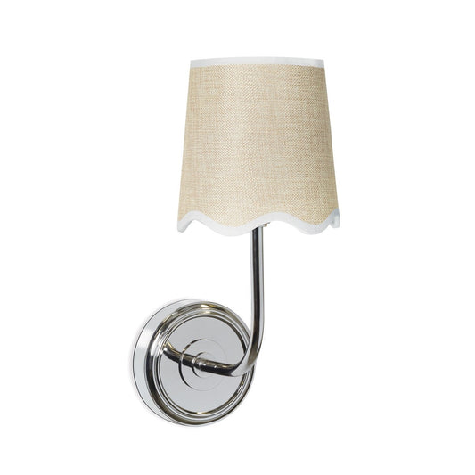 Ariel Sconce Polished Nickel. Right angle view.