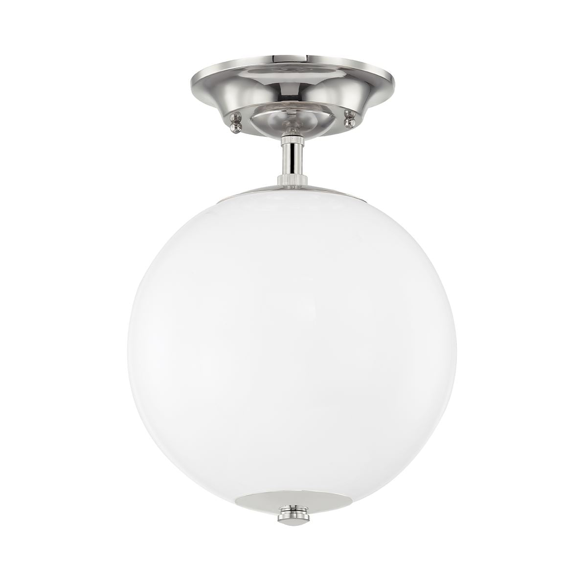 Audrey Semi-Flush Mount Polished Nickel. Front view.