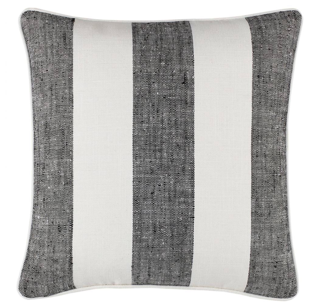 Awning Stripe Black Indoor/Outdoor Pillow with Insert Pillows 