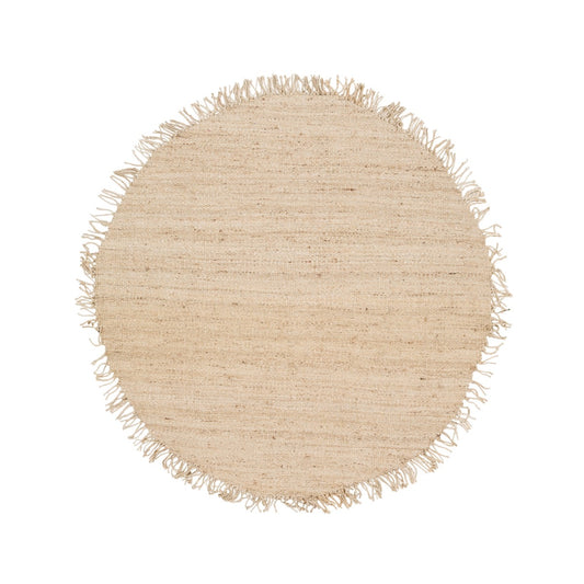 Beaches Jute Rug round. Top view.