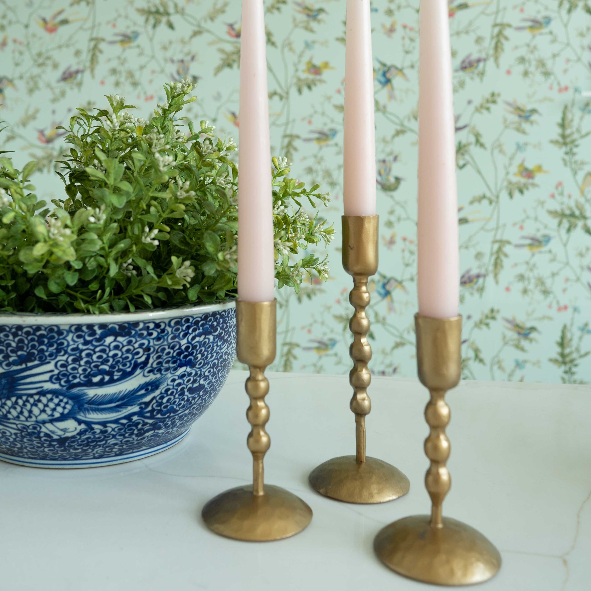 Beaded Brass Candlestick Holder Objects & Accents 