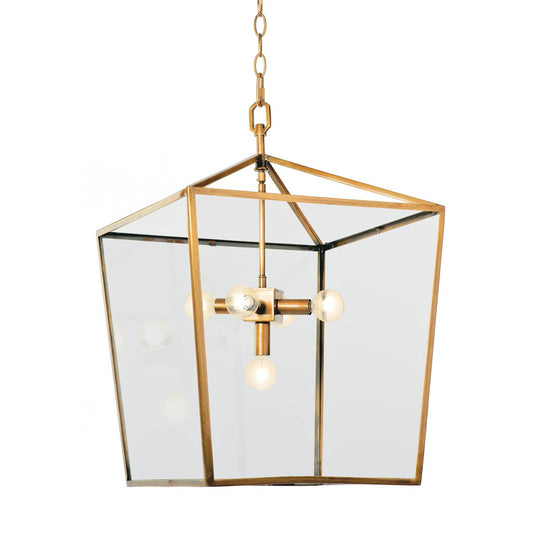 Beatrice Lantern Natural Brass. Front view.