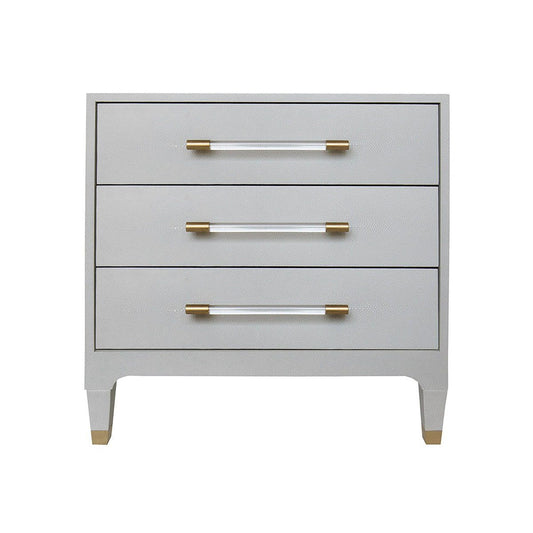 Bethany Dresser Light Grey Shagreen. Front view. 