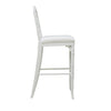 Chippendale Counter Stool Matte White Lacquer. Right side view.