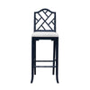Chippendale Counter Stool Navy. Front view.