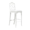 Chippendale Counter Stool Matte White Lacquer. Right angle view.