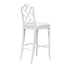 Chippendale Counter Stool Matte White Lacquer. Back view.