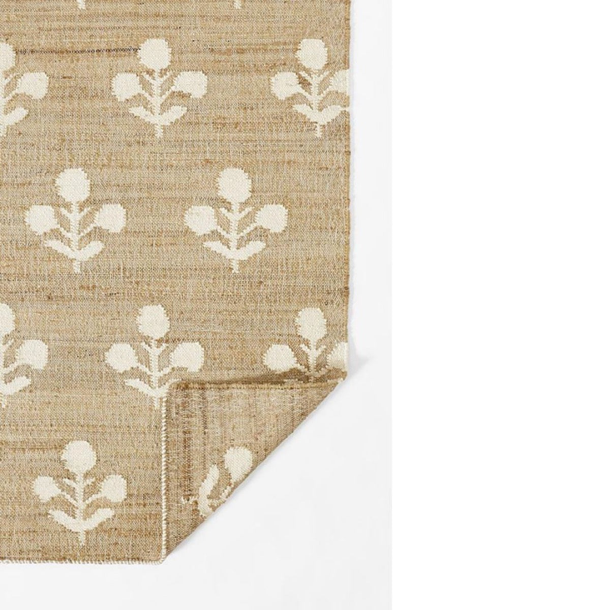 Bloom Jute Rug corner detail. Detail view. 