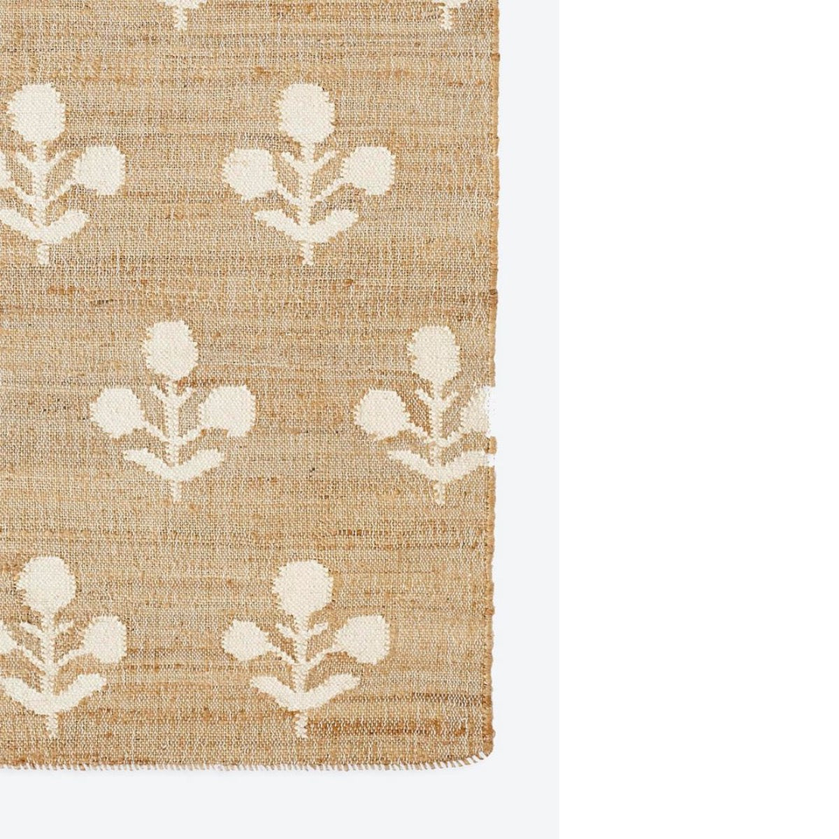 Bloom Jute Rug corner detail. Detail view. 