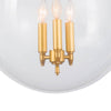 Globe Pendant bottom shade Natural Brass. Front view.