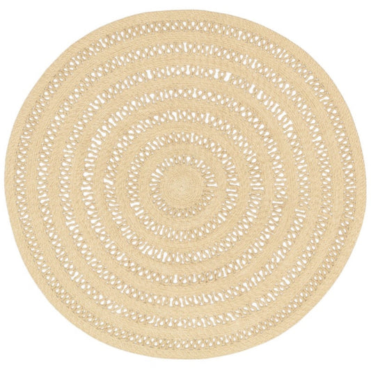 Bowline Natural Indoor/Outdoor Round Rug. Top view. 