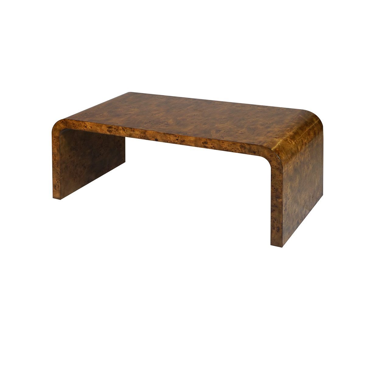 Burl Wood Coffee Table Matte Dark Burl Wood. Left angle view.