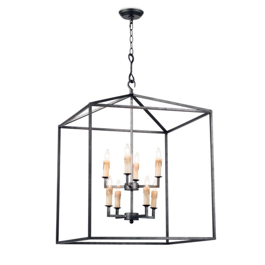 Cape Lantern Blackened Iron. Front view.