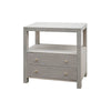 Casey Grasscloth Side Table Grey Grasscloth | Polished Brass. Left angle view.