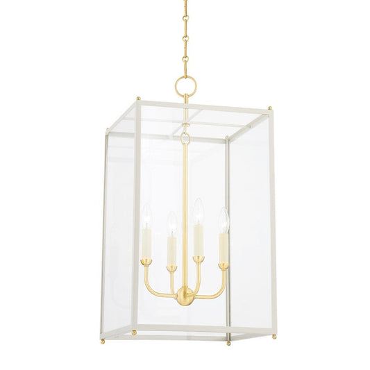 Chaselton Lantern Large Pendants Aged Brass/Off White 