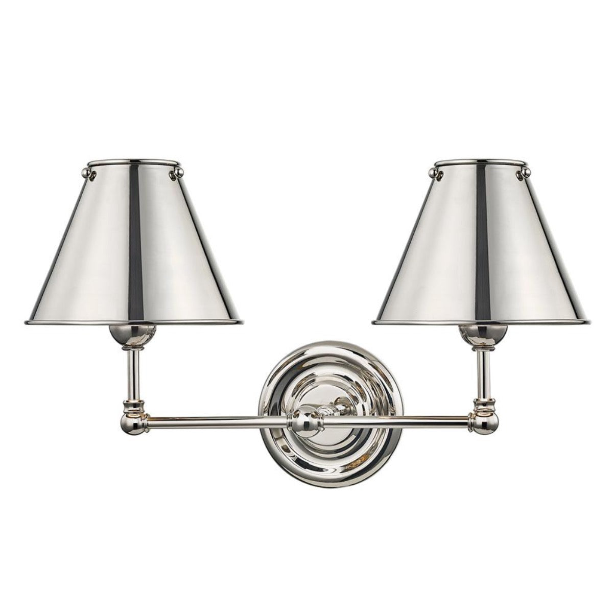 Classic Double Sconce Aged Brass. Front view.