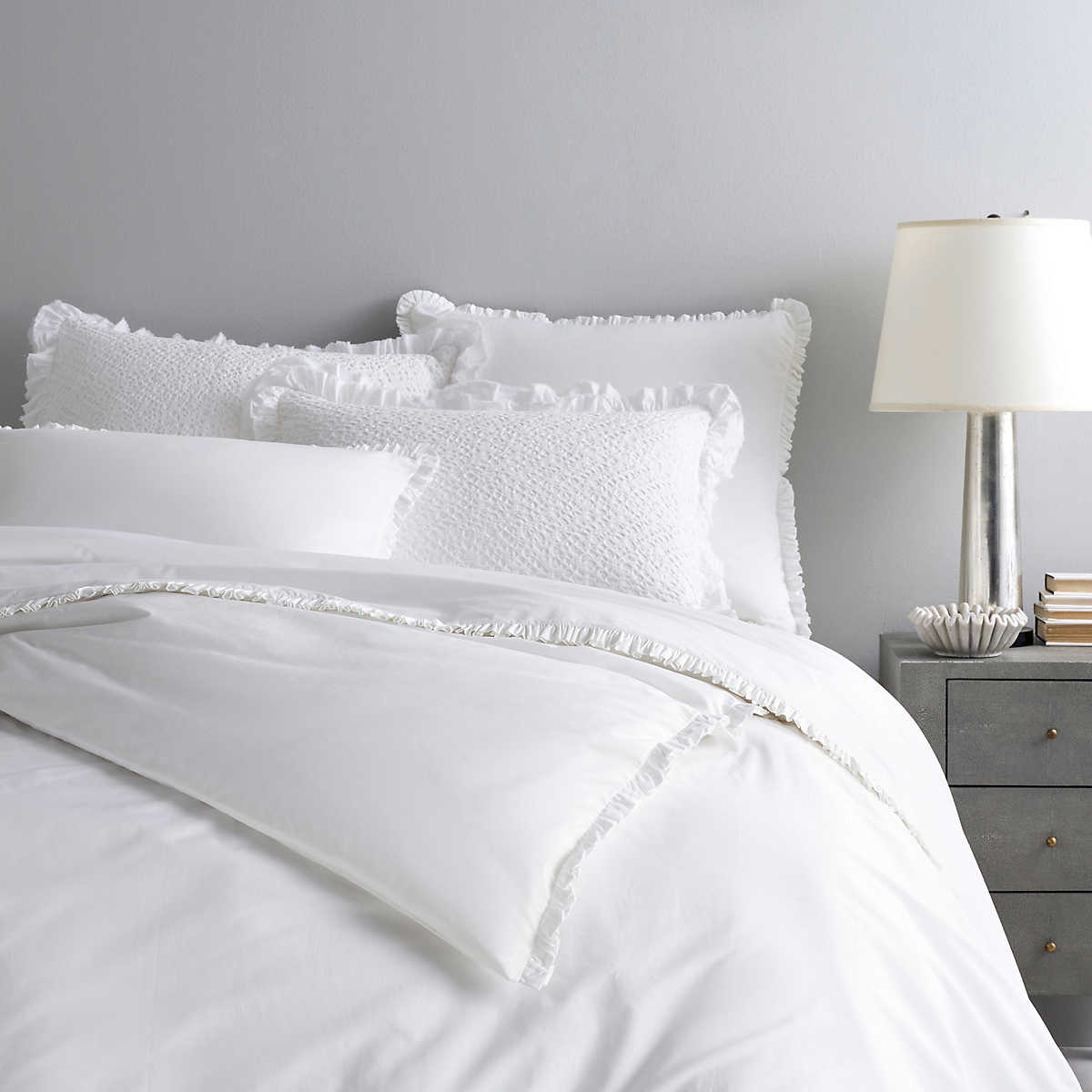 White Ruffle Doona Classic Ruffle White Duvet Cover - Rainsford Company