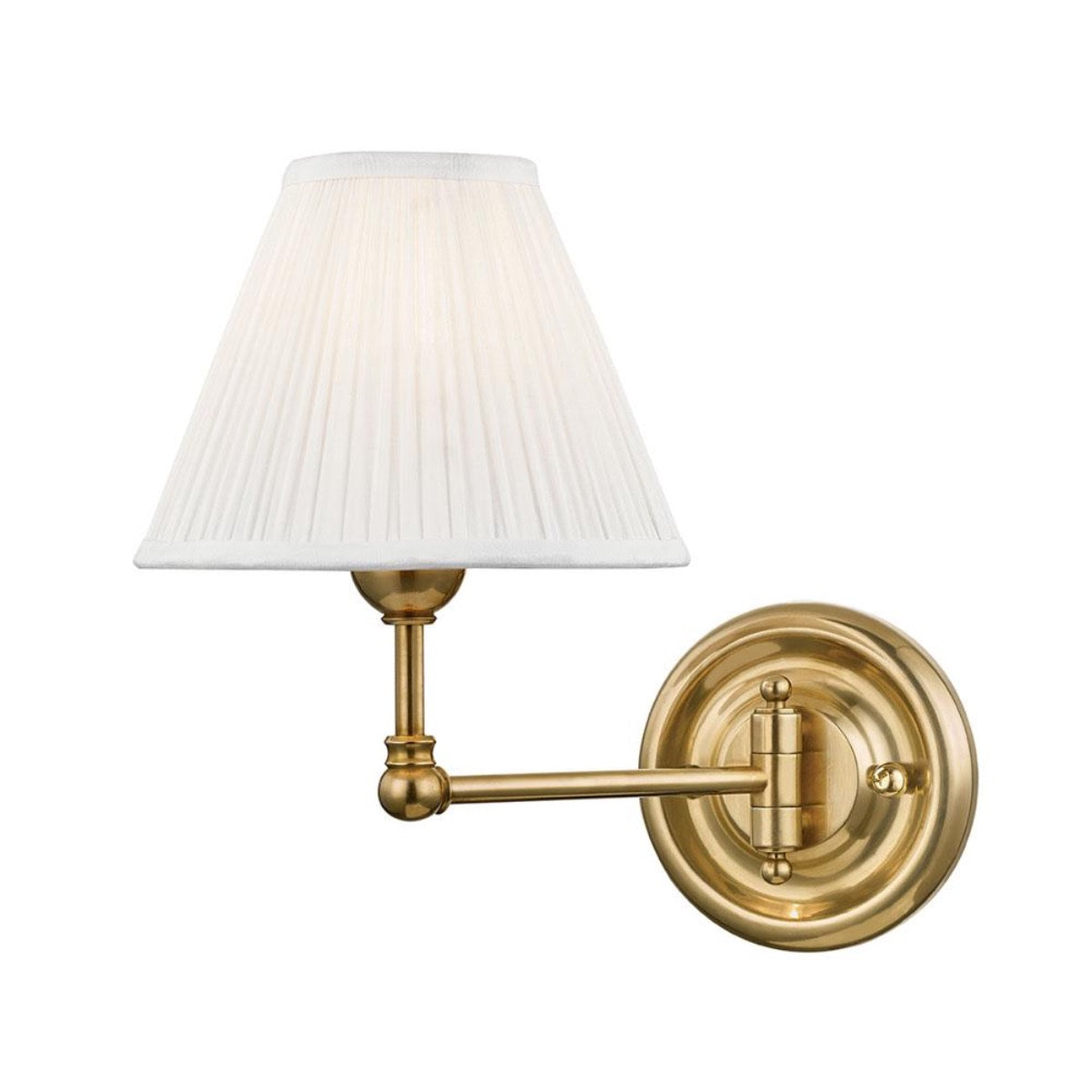 Classic Silk Single Sconce Aged Brass. Front view. 