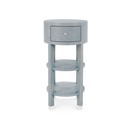 Claudette Round Side Table Gray and Nickel 