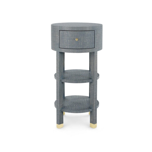 Claudette Round Side Table Gray and Brass 