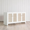 Colette Cabinet styled in a white room. Right angle view.