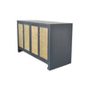Colette Cabinet Matte Grey Lacquer | Natural Caning. Left angle view.