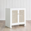 Colette Occasional Cabinet on wood floors in a white room. Right angle view.